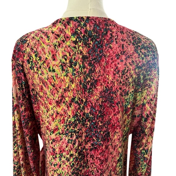 NEW Anne Klein Women's XL Pink Colorful V-Neck Work Casual Wrap Stretch Blouse - Picture 4 of 6